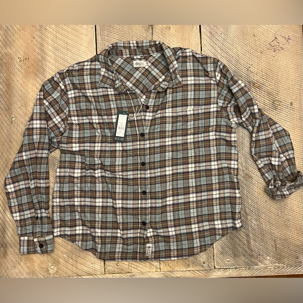 Alpine Design Flannel Shirt Women XL Brown Plaid NEW W AD Hike ADW24300